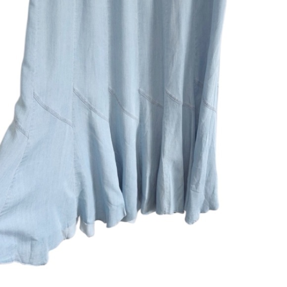 Philosophy Skirt Blue Chambray Sz Med Pull-On Angled A-Line Seamed Rock-A-Billy - Picture 13 of 16